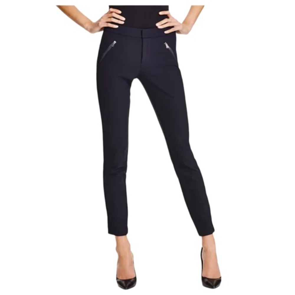 Rebecca Taylor Womens Black Mid Rise Tuxedo Stripe‎ Ava Slim Leg Techno Pants 12